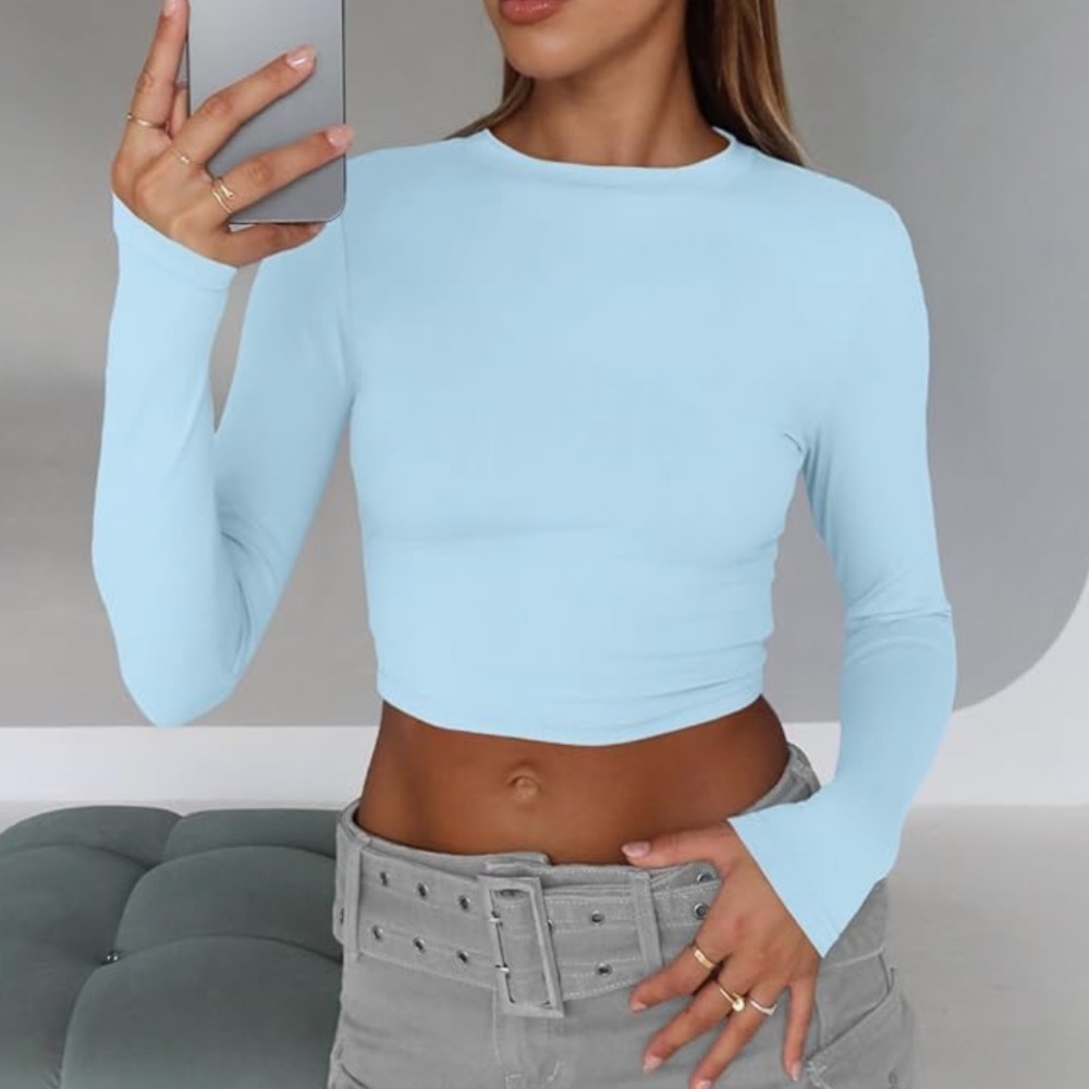 Light Blue Long Sleeve Women's Top